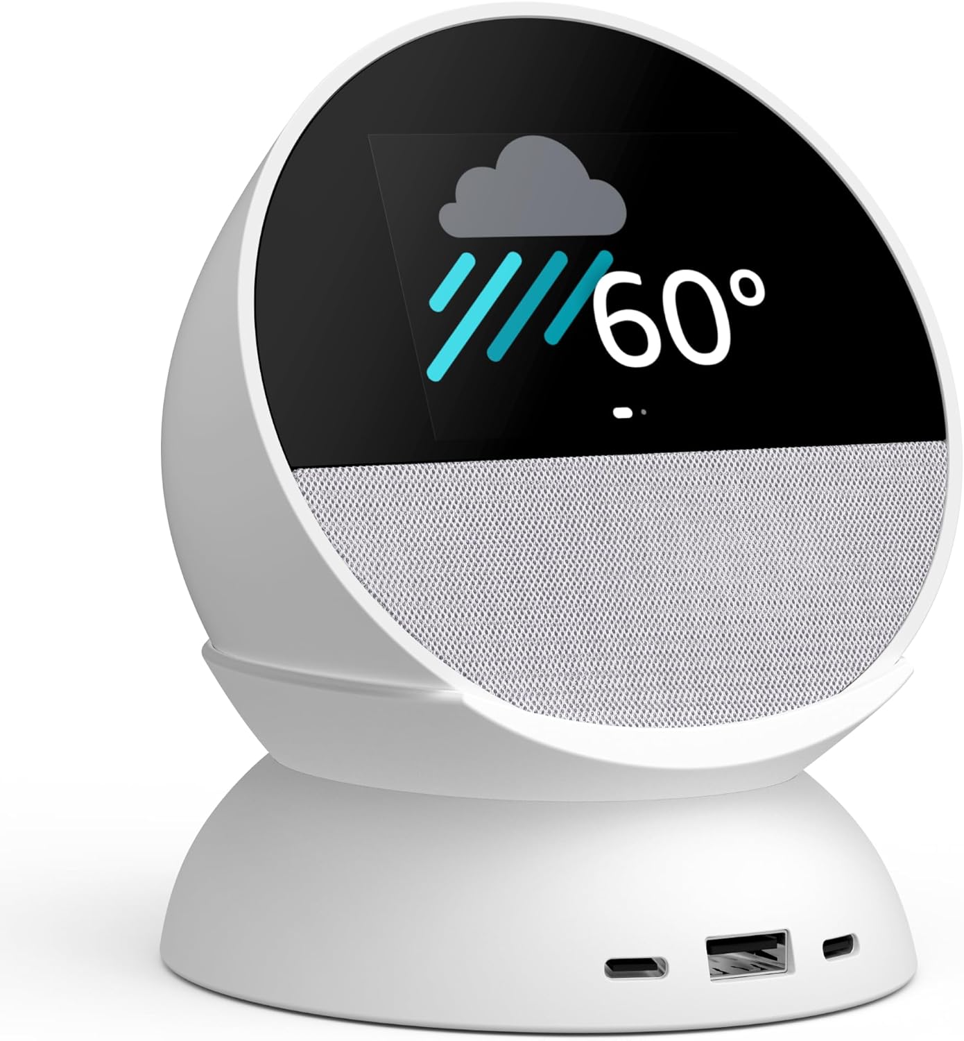 USB-C and USB-A Charging Stand for Amazon Echo Spot ('24) - Glacier White