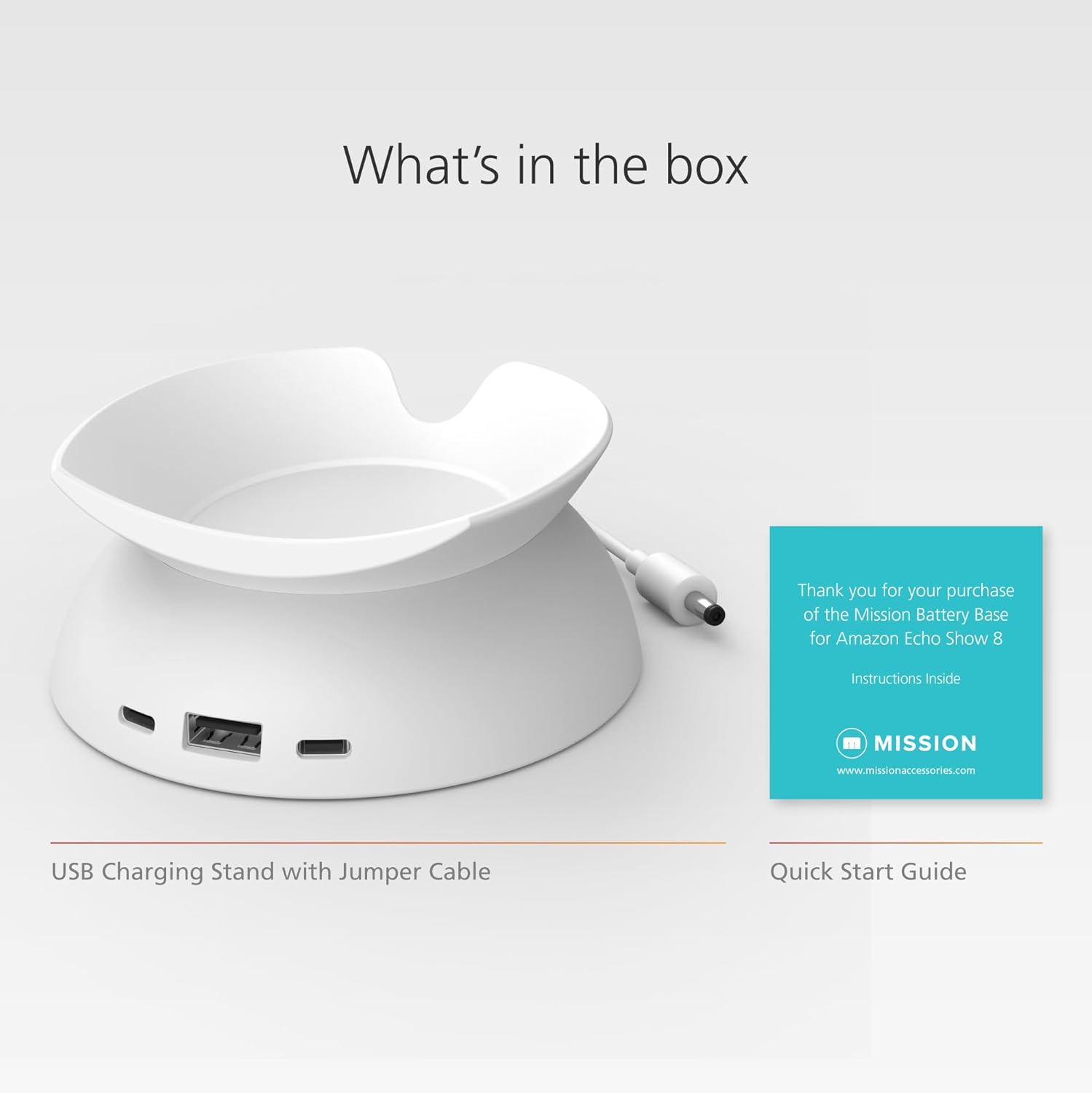 USB-C and USB-A Charging Stand for Amazon Echo Spot ('24) - Glacier White