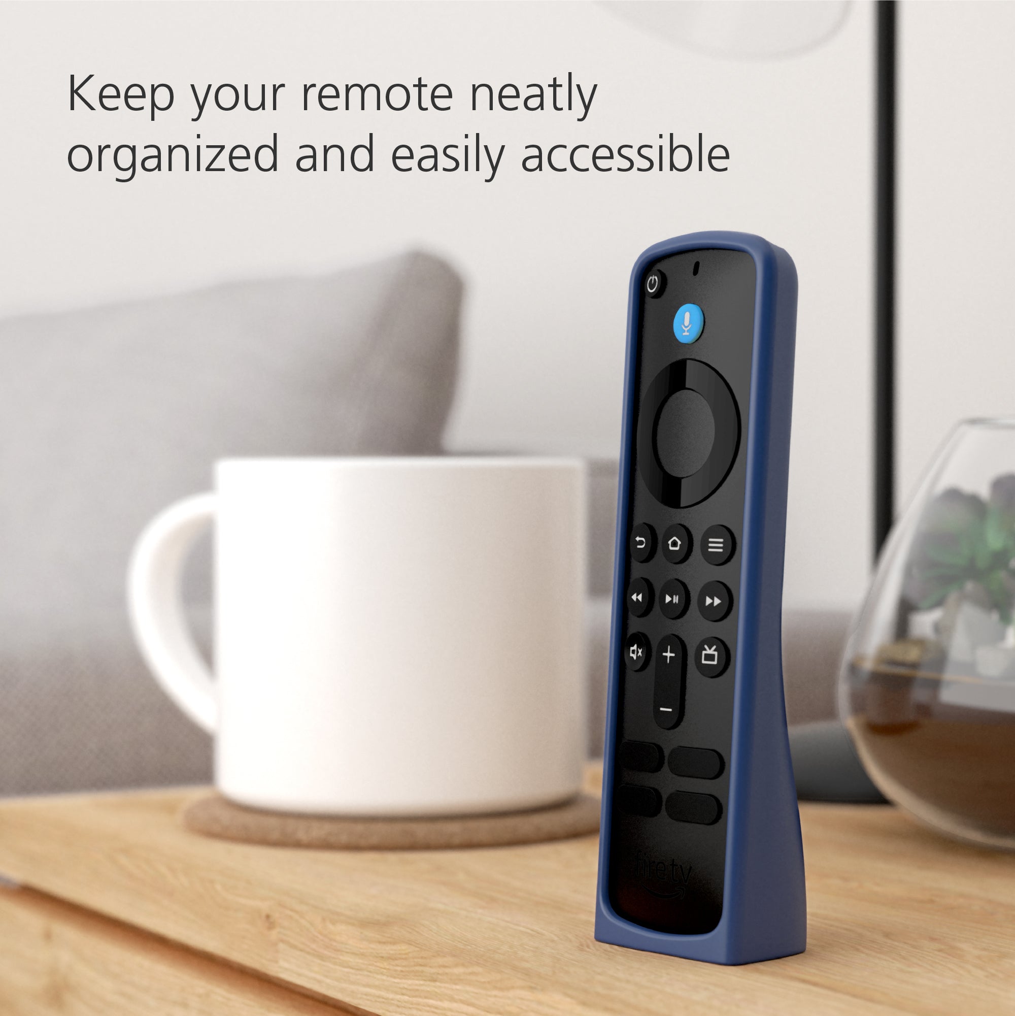 Standing Remote Case for Amazon Alexa Voice Remote ('24) & AirTag Find Capable - Deep Blue