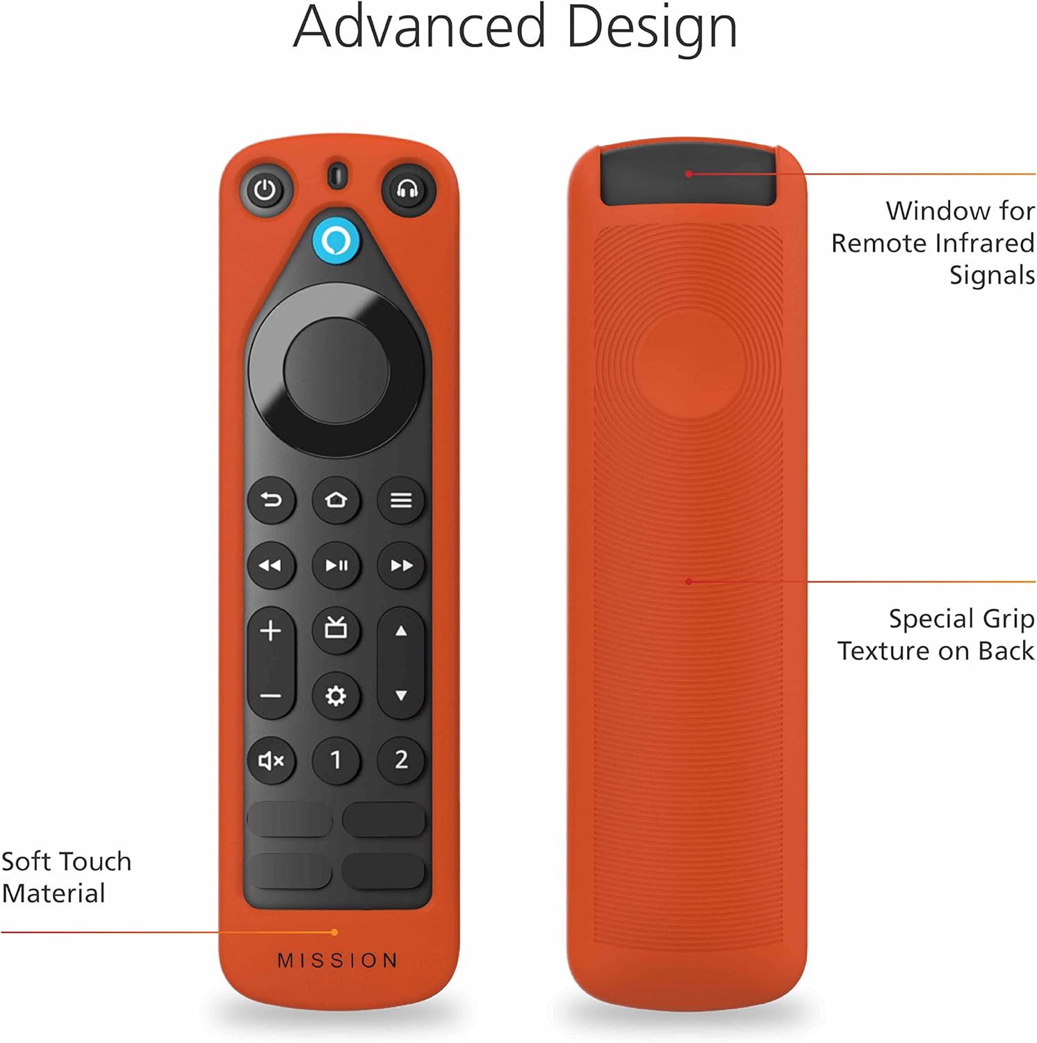 Remote Case for Amazon Alexa Voice Remote Pro ('22) - Orange