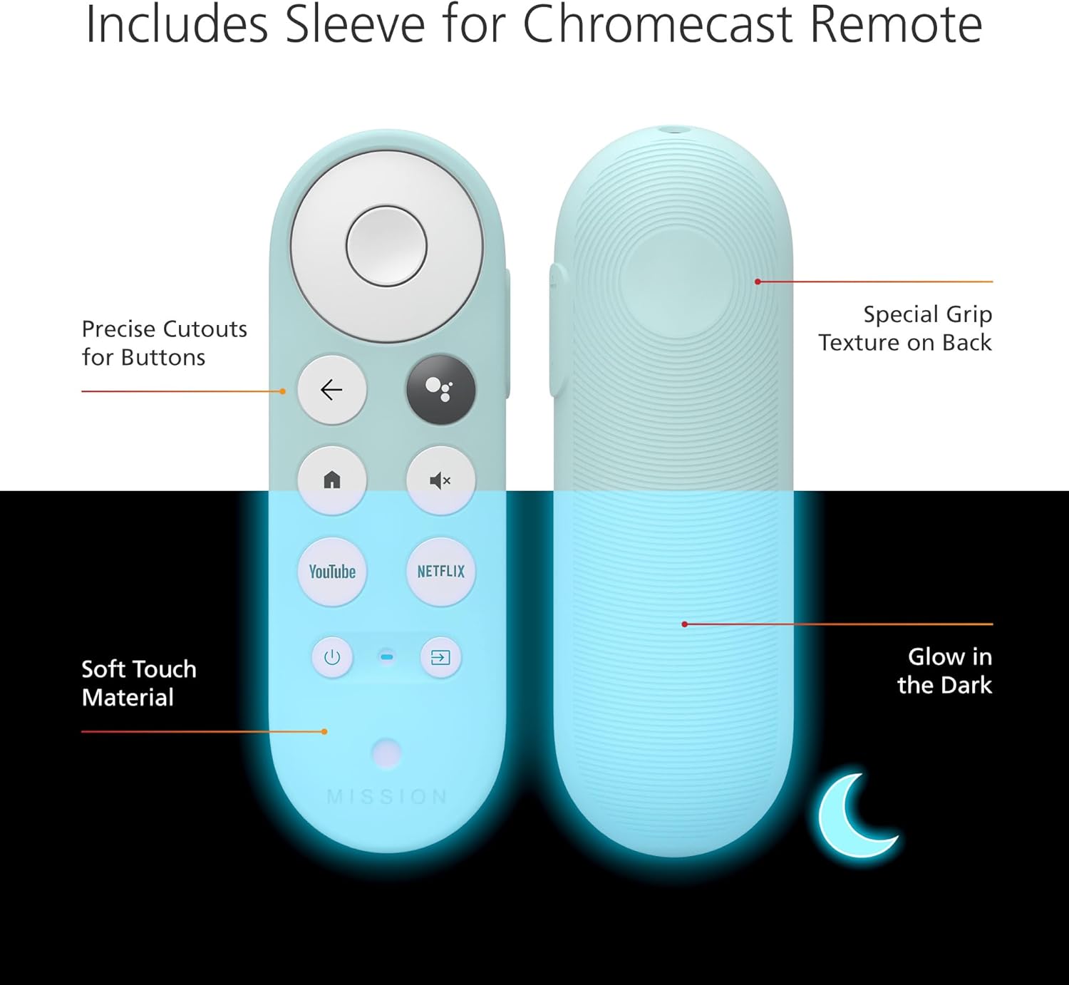 USB Power Cable for Chromecast (4K) with Google TV (With Glow Remote Sleeve)