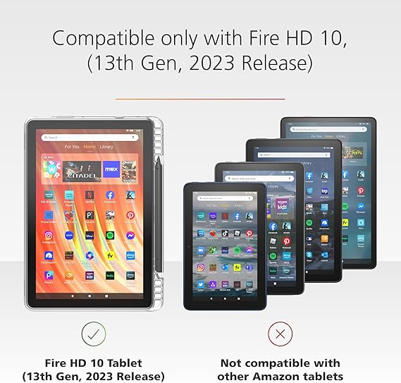 Clear Case for Amazon Fire HD 10 Tablet ('23, 13th Gen)