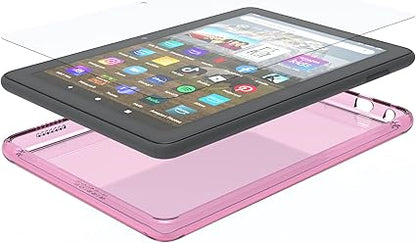 Clear Case & Glass Protector for Amazon Fire HD 8 Tablet ('22 & '24) - Pink