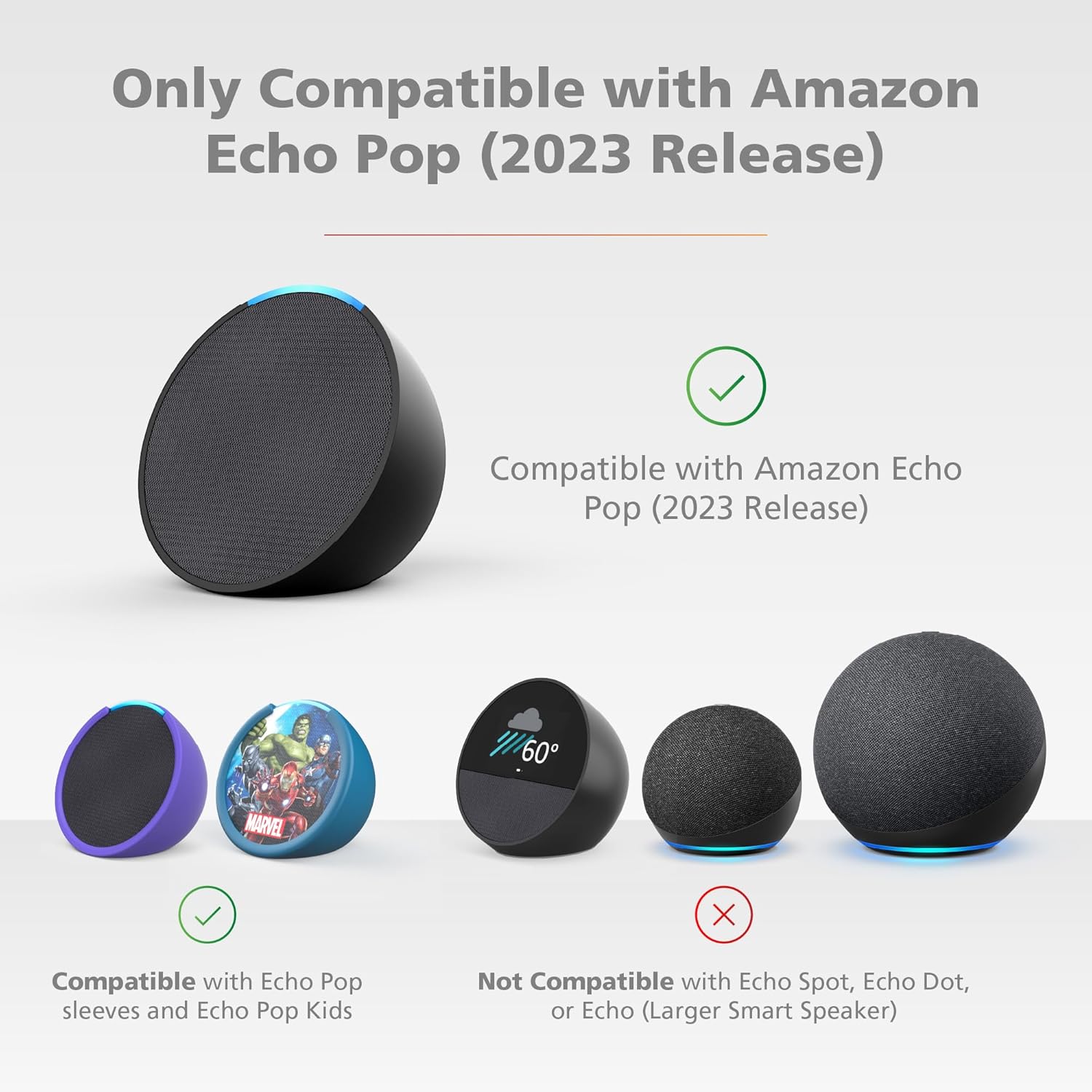 2-in-1 Multicolor Night Light and Charging Stand for Amazon Echo Pop