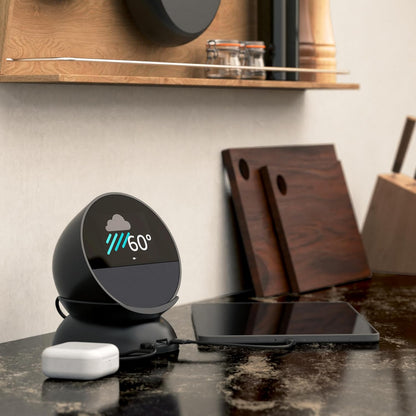 USB-C and USB-A Charging Stand for Amazon Echo Spot ('24) - Charcoal