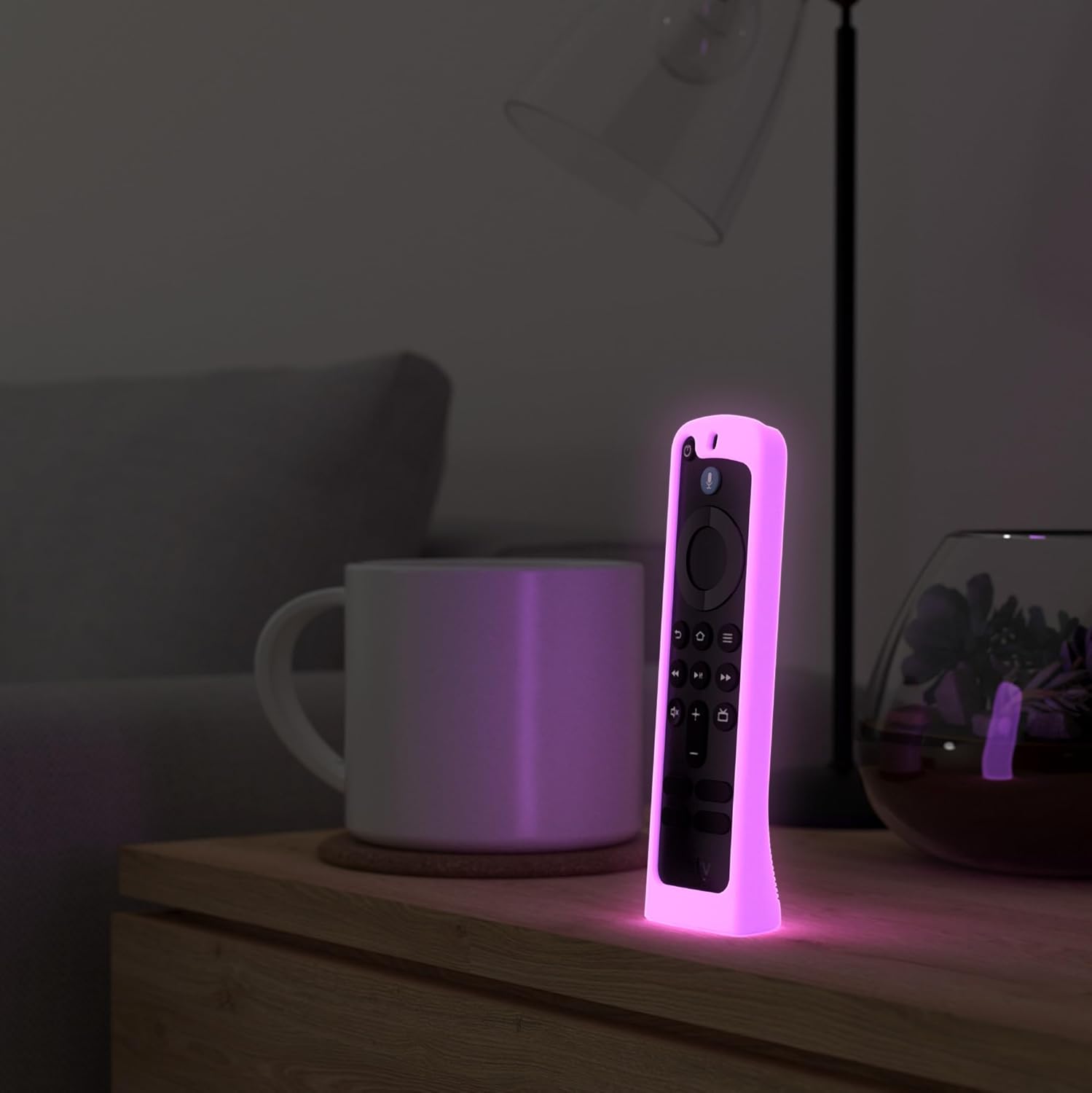 Standing Remote Case for the Amazon Alexa Voice Remote ('24) - Glow in the Dark Pink