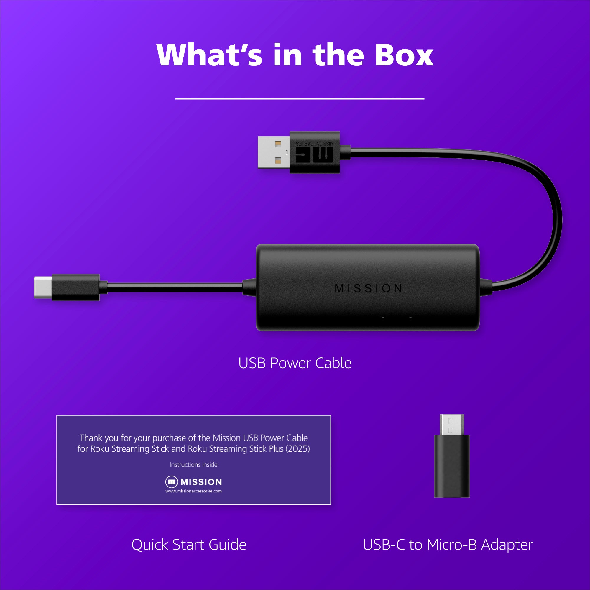 USB Power Cable for Roku Streaming Stick (Power Your Roku Directly from Your TV)