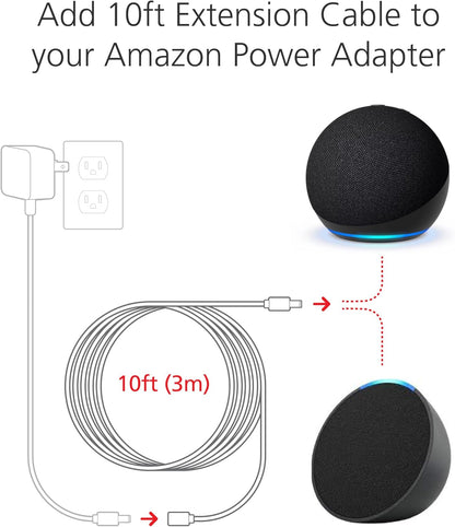 10ft Power Cable Extender for Amazon Echo Dot and Amazon Echo Pop