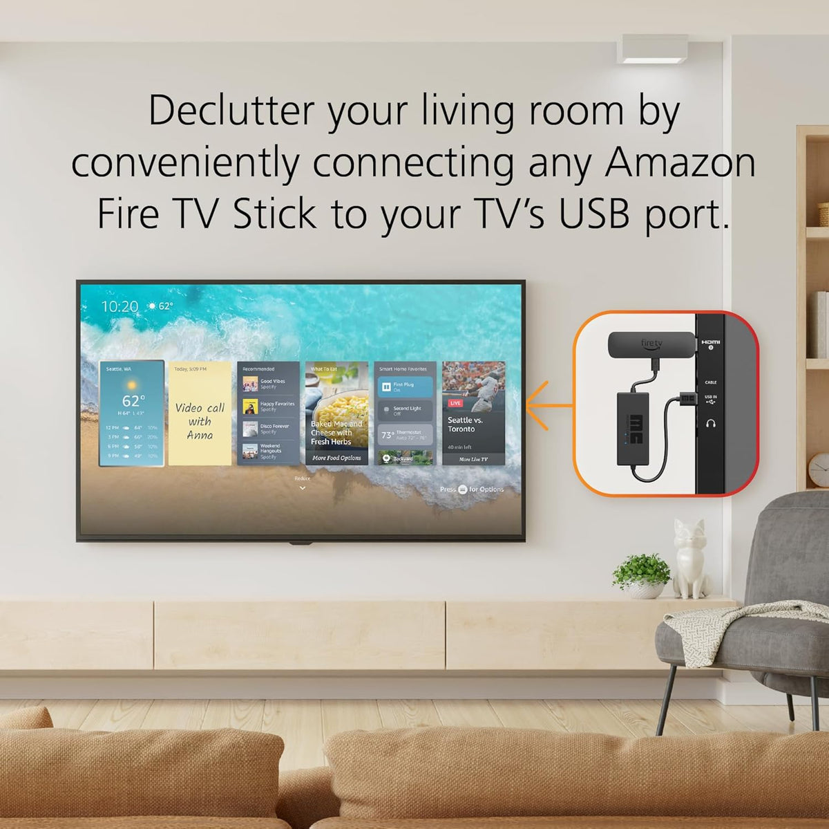 USB Power Cable for Amazon Fire TV Stick (Eliminates Need for AC Adapt ...