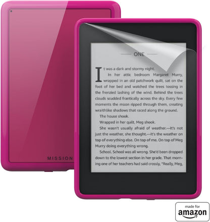 Clear Case with Screen Protector for Amazon Kindle Paperwhite ('18, 4th Gen) - Raspberry