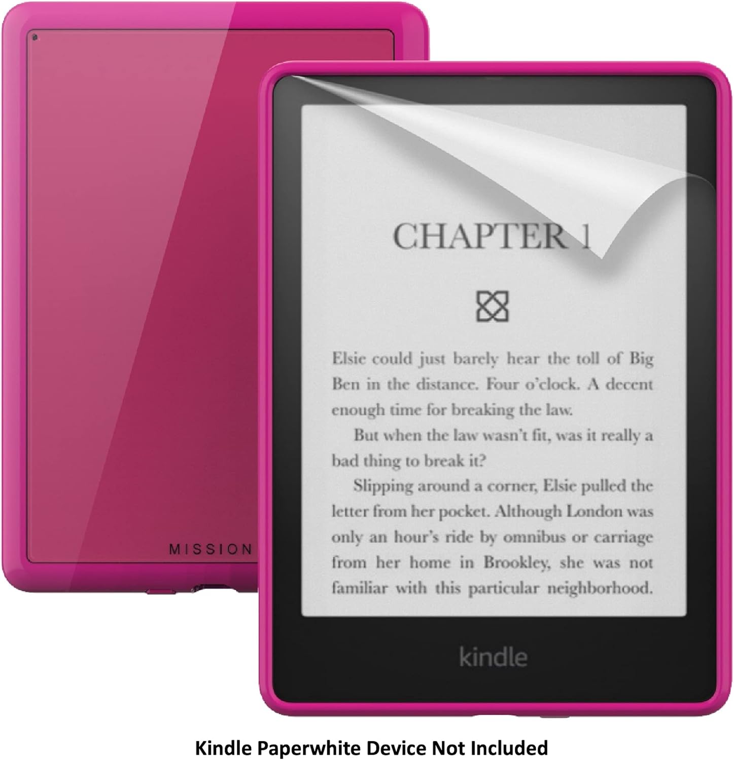 Clear Case with Screen Protector for Amazon Kindle Paperwhite & Signature Edition ('21, 11th Gen) - Raspberry