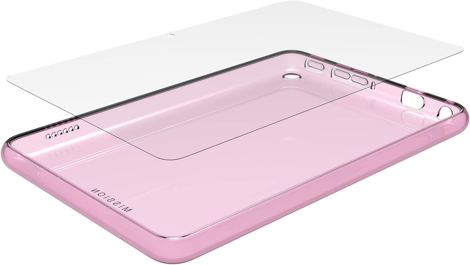 Clear Case & Glass Screen Protector for Amazon Fire 7 Tablet ('22) - Pink